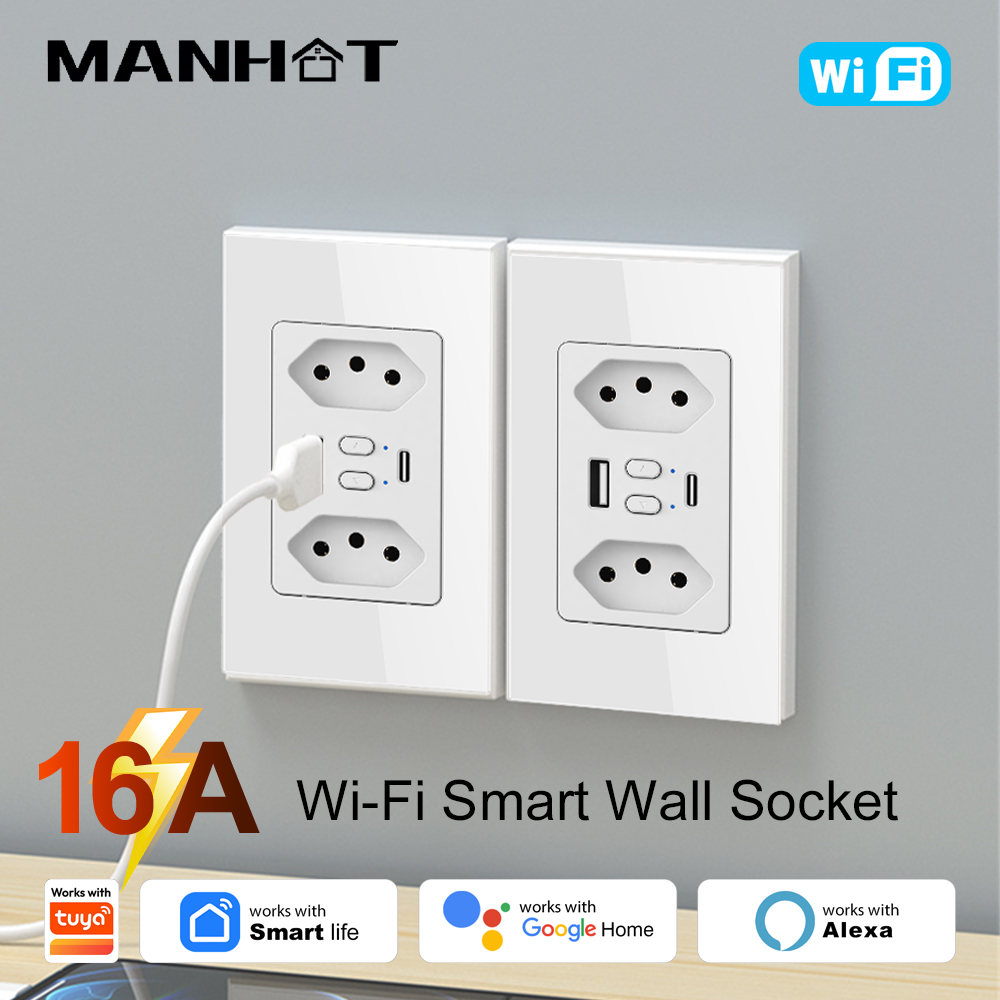 Smart Home Web - مقبس كهربائي ذكي برازيلي من MANHOT