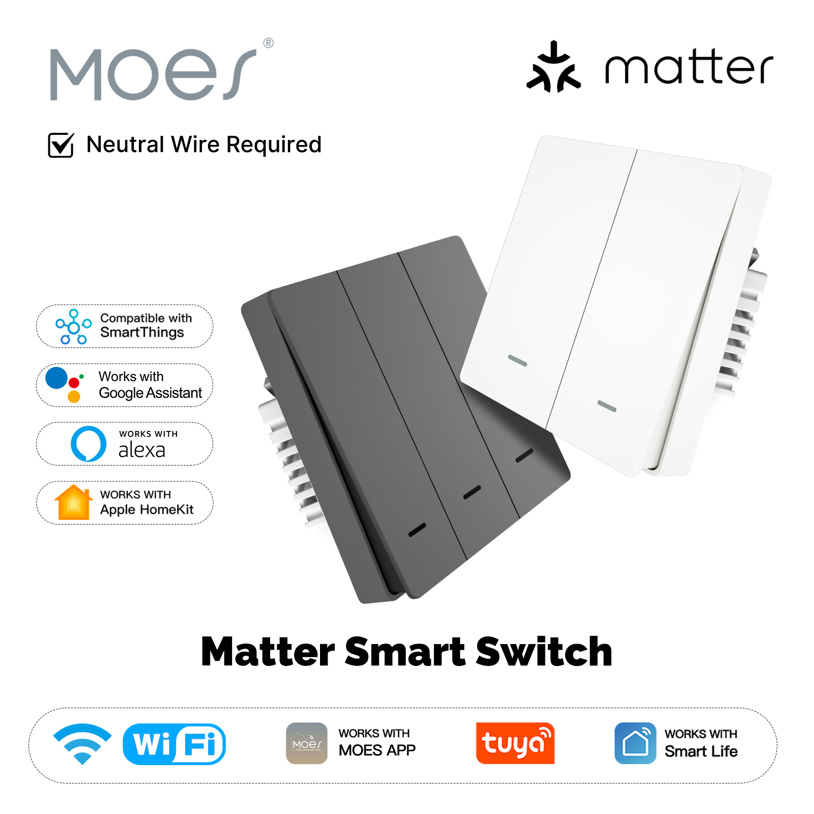 Smart Home Web - MOES Matter Tuya WiFi مفتاح الضوء