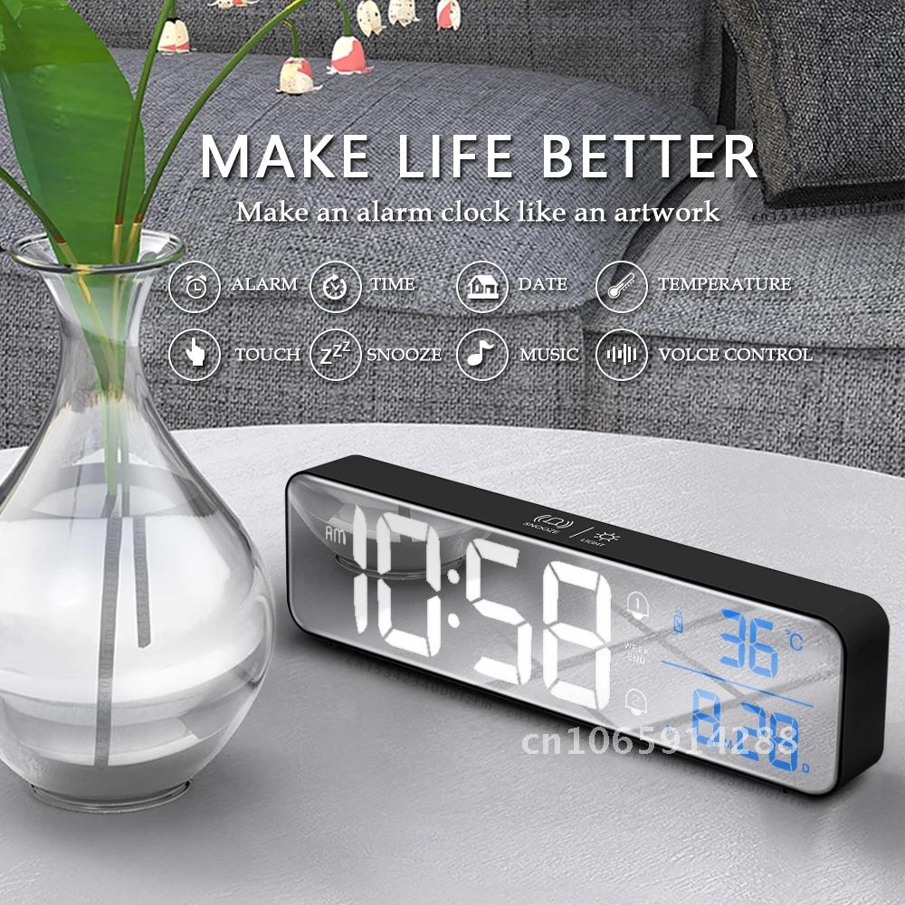 Smart Home Retrofit - إنذار الموسيقى الرقمية ساعة ليد عرض