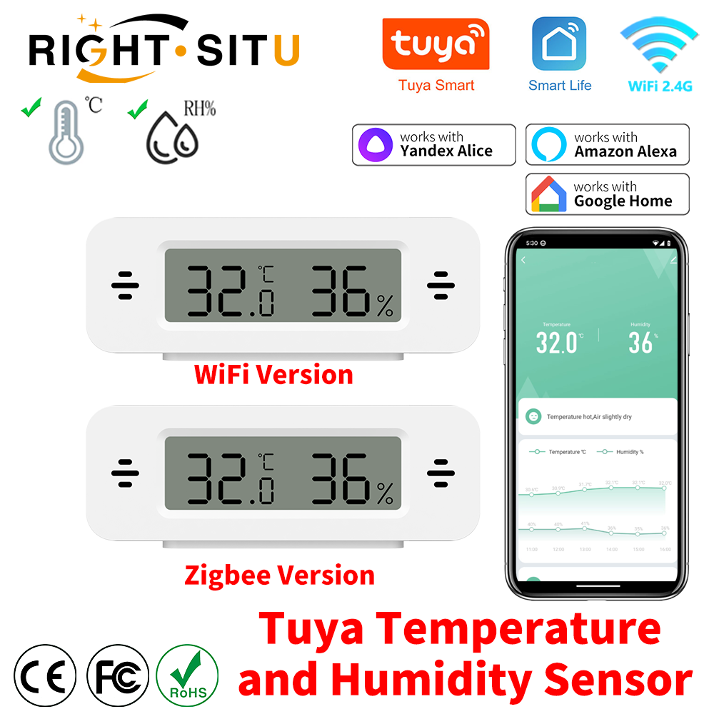 Tuya WiFi Zigbee مستشعر درجة ا - مراجعة Smart Home Yandex وسعره
