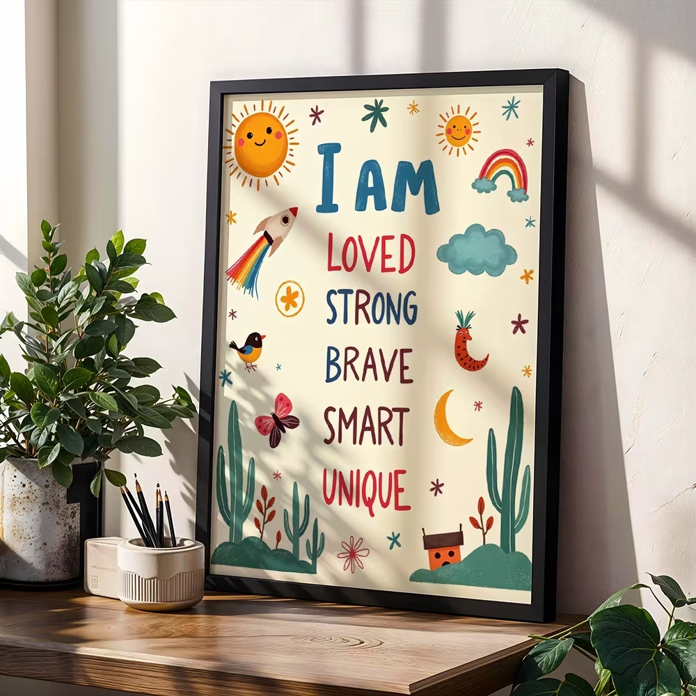 لوحة جدارية ملونة بعبارة 'أنا  - مراجعة Smart Home Poster وسعره