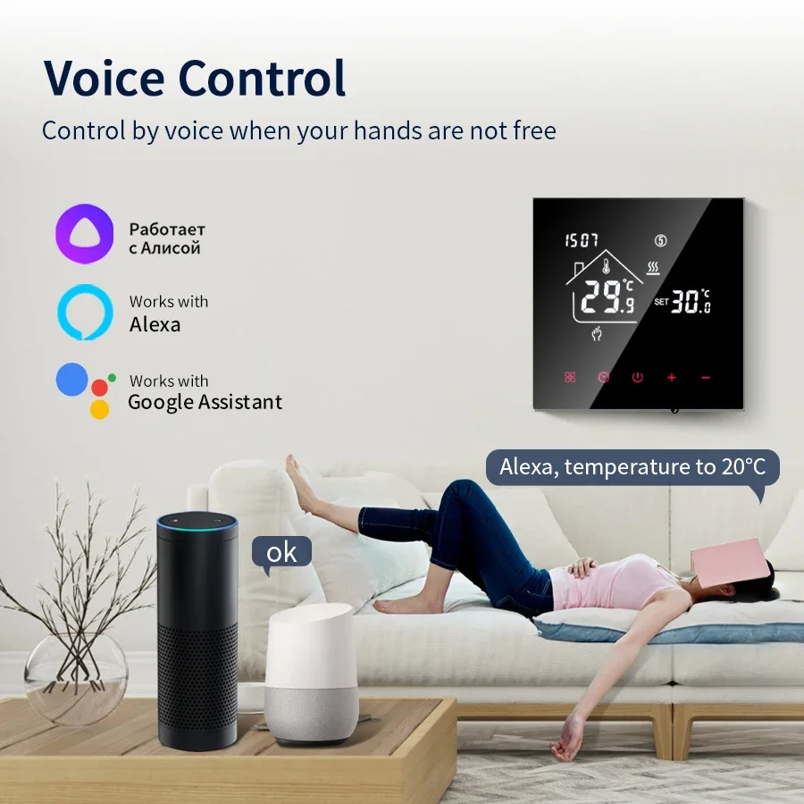 ترموستات ذكي Tuya WiFi ، شاشة  - مراجعة Smart Home Kitchen وسعره