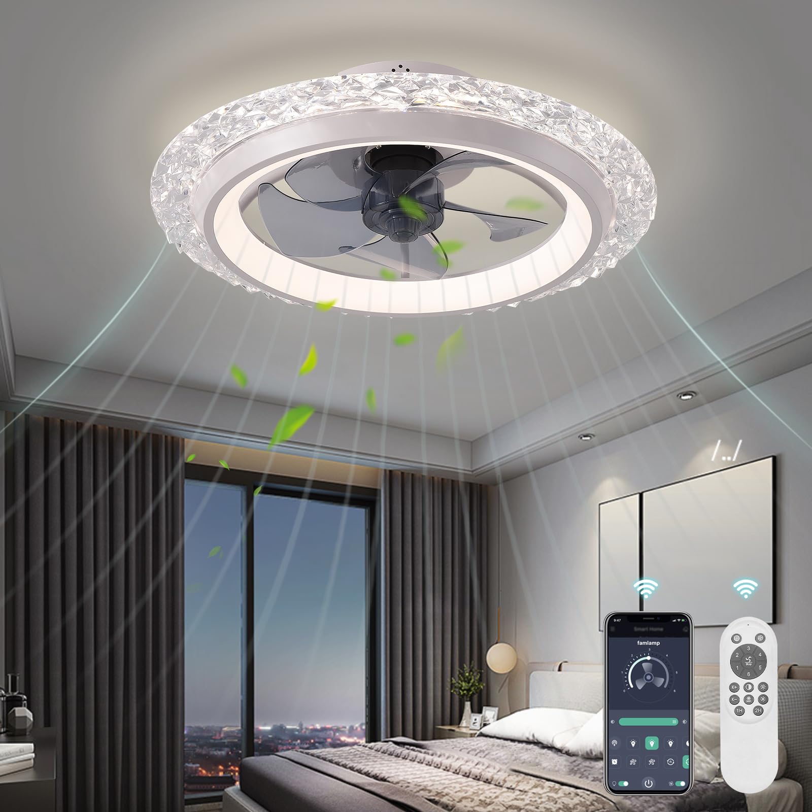 مروحة سقف ذكية دائرية مع إضاءة - مراجعة Smart Home Interior وسعره